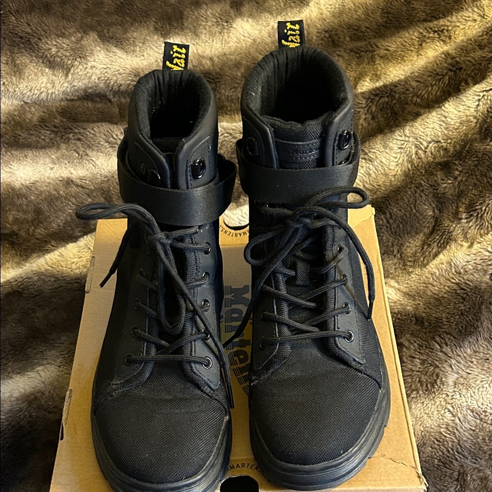 Dr. Martens Black High-Top Lace-Up Ankle Boots with Strap - Picture 4 of 15